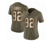 Women Nike Baltimore Ravens #92 Bronson Kaufusi Limited Olive Gold Salute to Service NFL Jersey