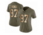 Women Nike Baltimore Ravens #97 Michael Pierce Limited Olive Gold Salute to Service NFL Jersey