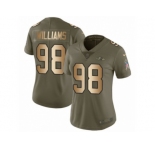 Women Nike Baltimore Ravens #98 Brandon Williams Limited Olive Gold Salute to Service NFL Jersey