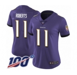 Women's Baltimore Ravens #11 Seth Roberts Purple Team Color Vapor Untouchable Limited Player 100th Season Football Jersey