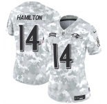 Women's Baltimore Ravens #14 Kyle Hamilton 2024 F.U.S.E Arctic Camo Salute To Service Limited Stitched Football Jersey