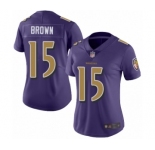 Women's Baltimore Ravens #15 Marquise Brown Limited Purple Rush Vapor Untouchable Football Jersey