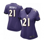 Women's Baltimore Ravens #21 Mark Ingram II Game Purple Team Color Football Jersey