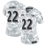 Women's Baltimore Ravens #22 Derrick Henry 2024 F.U.S.E Arctic Camo Salute To Service Limited Stitched Football Jersey