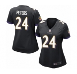 Women's Baltimore Ravens #24 Marcus Peters Game Black Alternate Football Jersey