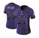 Women's Baltimore Ravens #24 Marcus Peters Limited Purple Rush Drift Fashion Football Jersey