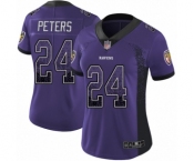 Women's Baltimore Ravens #24 Marcus Peters Limited Purple Rush Drift Fashion Football Jersey