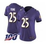 Women's Baltimore Ravens #25 Tavon Young Purple Team Color Vapor Untouchable Limited Player 100th Season Football Jersey