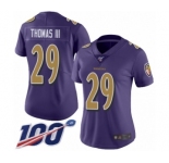 Women's Baltimore Ravens #29 Earl Thomas III Limited Purple Rush Vapor Untouchable 100th Season Football Jersey
