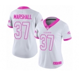 Women's Baltimore Ravens #37 Iman Marshall Limited White Pink Rush Fashion Football Jersey