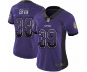 Women's Baltimore Ravens #39 Tyler Ervin Limited Purple Rush Drift Fashion Football Jersey
