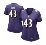 Women's Baltimore Ravens #43 Justice Hill Game Purple Team Color Football Jersey