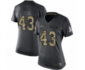 Women's Baltimore Ravens #43 Justice Hill Limited Black 2016 Salute to Service Football Jersey