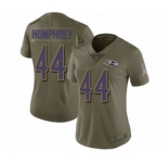 Women's Baltimore Ravens #44 Marlon Humphrey Limited Olive 2017 Salute to Service Football Jersey