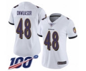 Women's Baltimore Ravens #48 Patrick Onwuasor White Vapor Untouchable Limited Player 100th Season Football Jersey