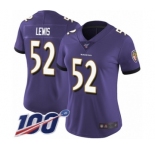 Women's Baltimore Ravens #52 Ray Lewis Purple Team Color Vapor Untouchable Limited Player 100th Season Football Jersey