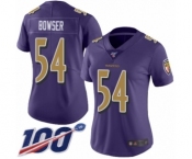 Women's Baltimore Ravens #54 Tyus Bowser Limited Purple Rush Vapor Untouchable 100th Season Football Jersey