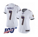 Women's Baltimore Ravens #7 Trace McSorley White Vapor Untouchable Limited Player 100th Season Football Jersey