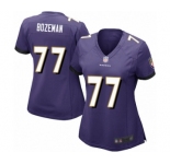 Women's Baltimore Ravens #77 Bradley Bozeman Game Purple Team Color Football Jersey