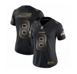 Women's Baltimore Ravens #8 Lamar Jackson Black Gold Vapor Untouchable Limited Player Football Jersey