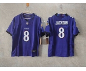 Women's Baltimore Ravens #8 Lamar Jackson Purple F.U.S.E. Vapor Football Jersey