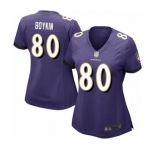 Women's Baltimore Ravens #80 Miles Boykin Game Purple Team Color Football Jersey