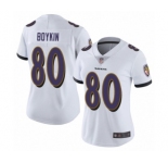Women's Baltimore Ravens #80 Miles Boykin White Vapor Untouchable Limited Player Football Jersey