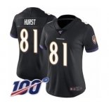 Women's Baltimore Ravens #81 Hayden Hurst Black Alternate Vapor Untouchable Limited Player 100th Season Football Jersey