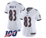 Women's Baltimore Ravens #83 Willie Snead IV White Vapor Untouchable Limited Player 100th Season Football Jersey