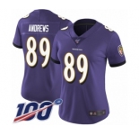 Women's Baltimore Ravens #89 Mark Andrews Purple Team Color Vapor Untouchable Limited Player 100th Season Football Jersey
