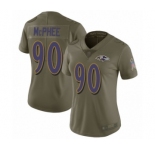 Women's Baltimore Ravens #90 Pernell McPhee Limited Olive 2017 Salute to Service Football Jersey