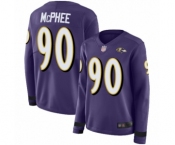 Women's Baltimore Ravens #90 Pernell McPhee Limited Purple Therma Long Sleeve Football Jersey