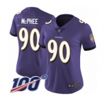 Women's Baltimore Ravens #90 Pernell McPhee Purple Team Color Vapor Untouchable Limited Player 100th Season Football Jersey