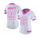 Women's Nike Baltimore Ravens #28 Anthony Averett Limited White Pink Rush Fashion NFL Jersey