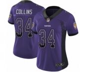 Women's Nike Baltimore Ravens #34 Alex Collins Limited Purple Rush Drift Fashion NFL Jersey