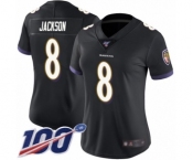 Women's Nike Baltimore Ravens #8 Lamar Jackson Black Alternate Vapor Untouchable Limited Player 100th Season NFL Jersey