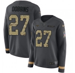 Women's Nike Ravens #27 J.K. Dobbins Anthracite Salute to Service Stitched NFL Limited Therma Long Sleeve Jersey