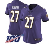Women's Nike Ravens #27 J.K. Dobbins Purple Team Color Stitched NFL 100th Season Vapor Untouchable Limited Jersey