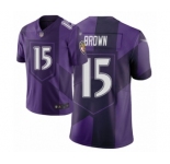 Youth Baltimore Ravens #15 Marquise Brown Limited Purple City Edition Football Jersey