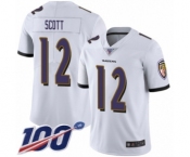 Youth Baltimore Ravens #12 Jaleel Scott White Vapor Untouchable Limited Player 100th Season Football Jersey