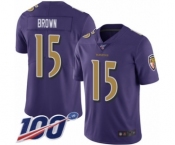 Youth Baltimore Ravens #15 Marquise Brown Limited Purple Rush Vapor Untouchable 100th Season Football Jersey