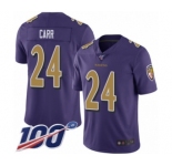 Youth Baltimore Ravens #24 Brandon Carr Limited Purple Rush Vapor Untouchable 100th Season Football Jersey
