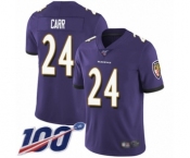Youth Baltimore Ravens #24 Brandon Carr Purple Team Color Vapor Untouchable Limited Player 100th Season Football Jersey