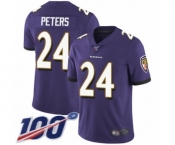 Youth Baltimore Ravens #24 Marcus Peters Purple Team Color Vapor Untouchable Limited Player 100th Season Football Jersey