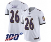 Youth Baltimore Ravens #26 Maurice Canady White Vapor Untouchable Limited Player 100th Season Football Jersey