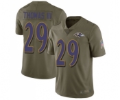 Youth Baltimore Ravens #29 Earl Thomas III Limited Olive 2017 Salute to Service Football Jersey
