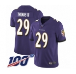 Youth Baltimore Ravens #29 Earl Thomas III Purple Team Color Vapor Untouchable Limited Player 100th Season Football Jersey