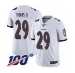 Youth Baltimore Ravens #29 Earl Thomas III White Vapor Untouchable Limited Player 100th Season Football Jersey