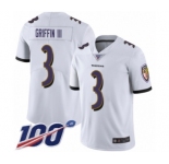 Youth Baltimore Ravens #3 Robert Griffin III White Vapor Untouchable Limited Player 100th Season Football Jersey