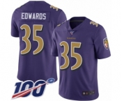 Youth Baltimore Ravens #35 Gus Edwards Limited Purple Rush Vapor Untouchable 100th Season Football Jersey